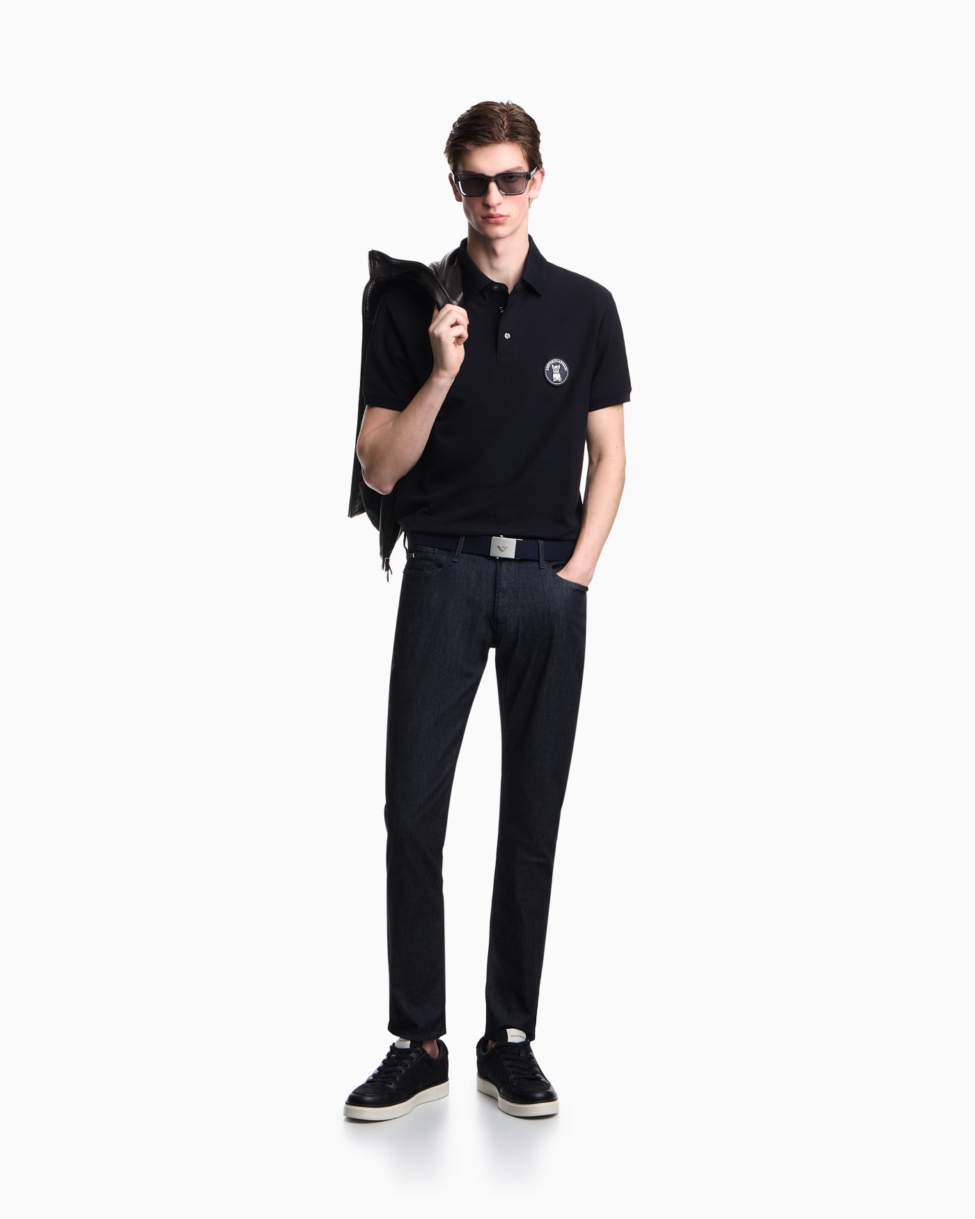 Piqué polo shirt with French bulldog patch