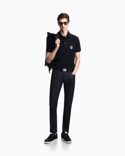 Piqué polo shirt with French bulldog patch