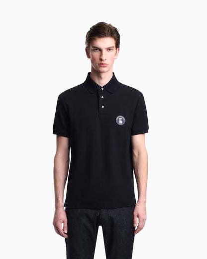 Piqué polo shirt with French bulldog patch