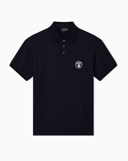 Piqué polo shirt with French bulldog patch