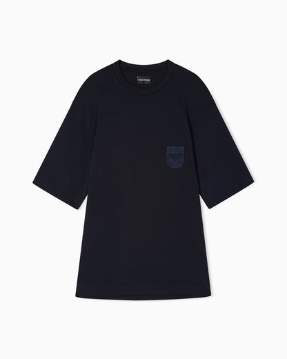 Heavy jersey T-shirt with shield embroidery