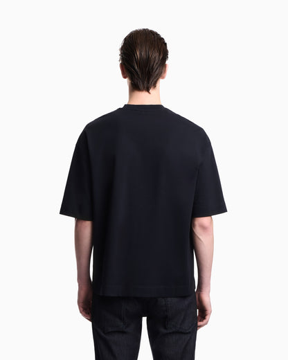 Oversized heavy jersey T-shirt with micro eagle embroidery