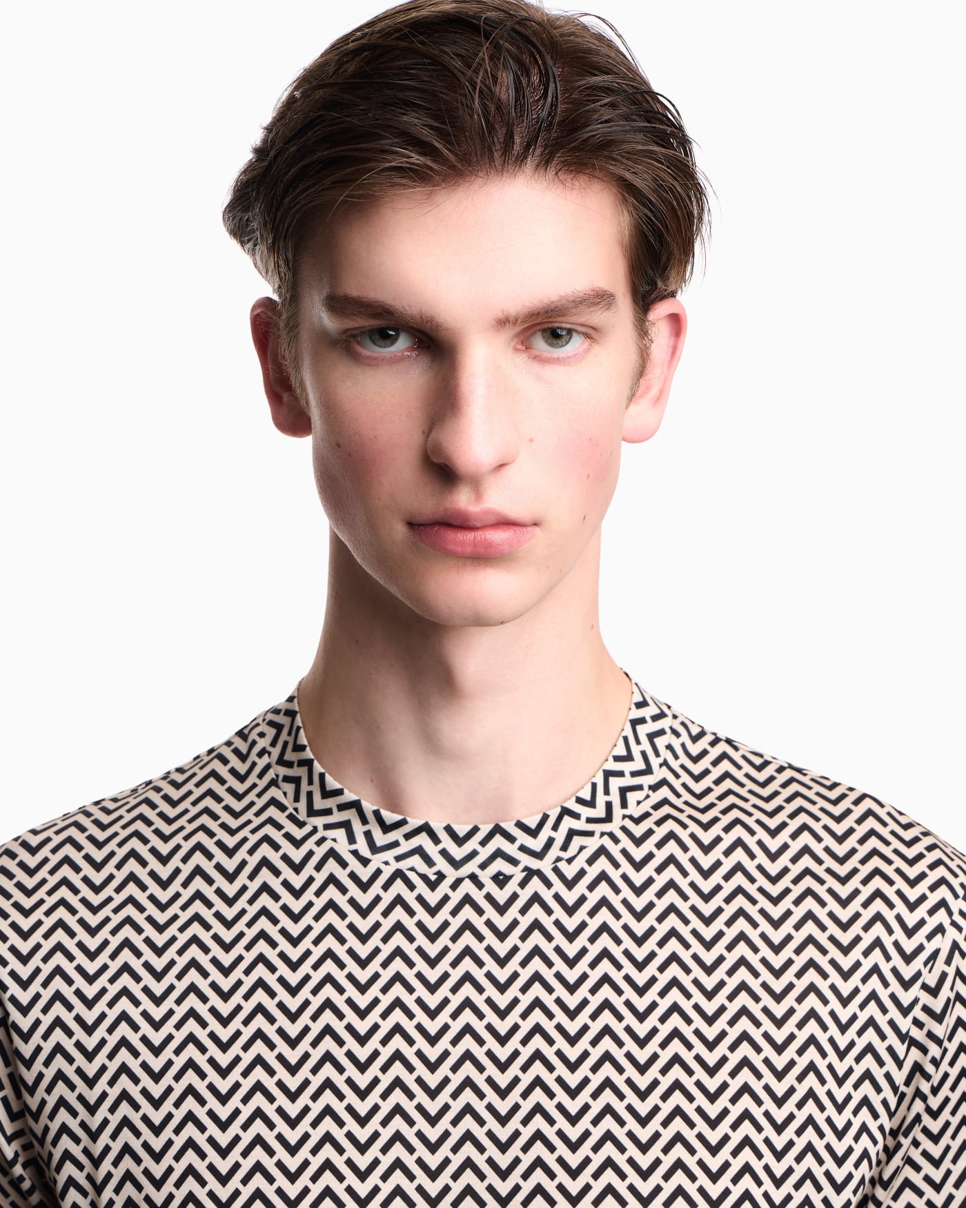 Lyocell-blend jersey T-shirt with micro op-art pattern print