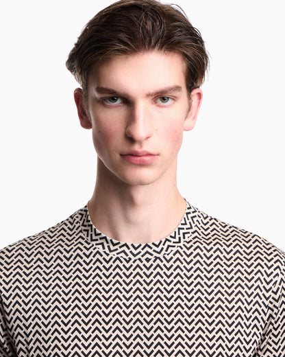 Lyocell-blend jersey T-shirt with micro op-art pattern print