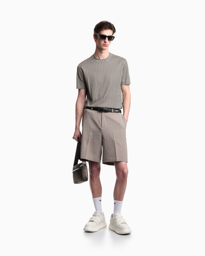 Lyocell-blend jersey T-shirt with micro op-art pattern print
