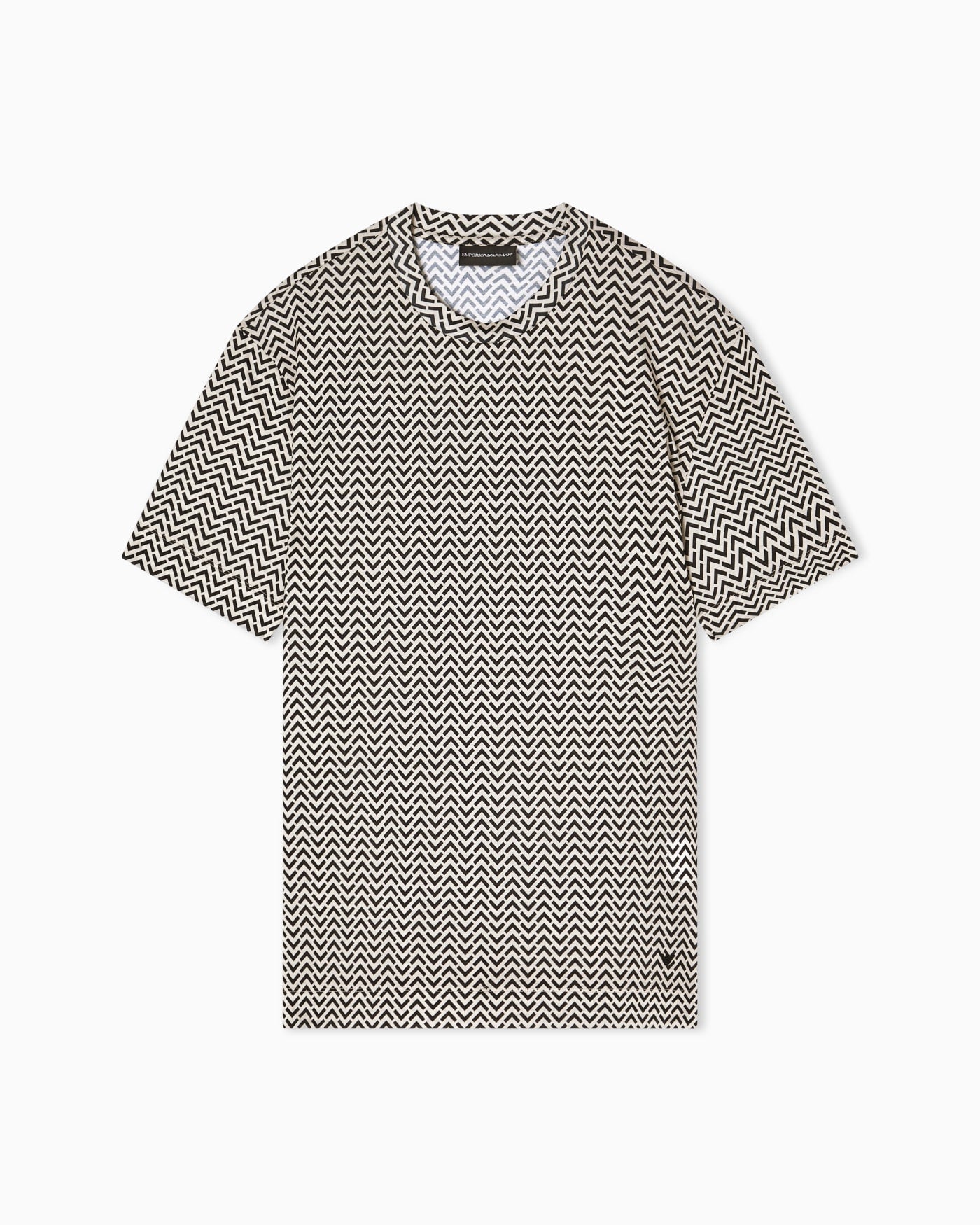 Lyocell-blend jersey T-shirt with micro op-art pattern print