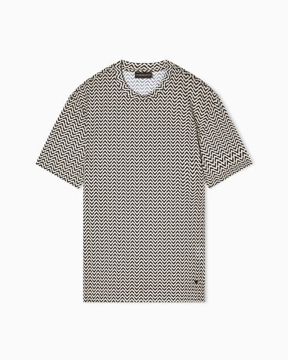 Lyocell-blend jersey T-shirt with micro op-art pattern print