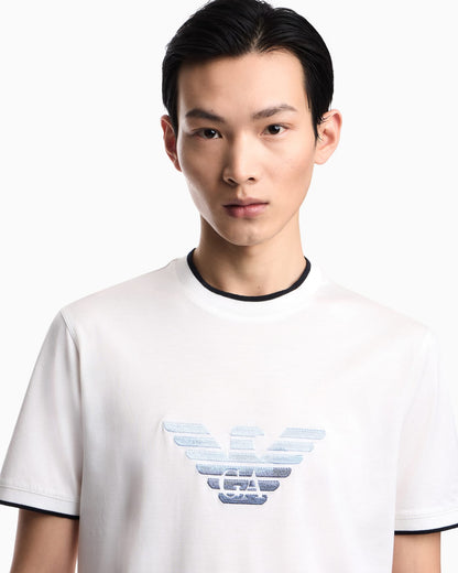 Slim-fit T-shirt in a Lyocell-blend jersey, featuring a gradient eagle embroidery