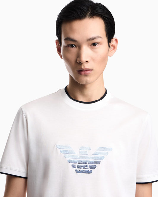 Slim-fit T-shirt in a Lyocell-blend jersey, featuring a gradient eagle embroidery