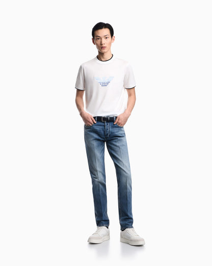 Slim-fit T-shirt in a Lyocell-blend jersey, featuring a gradient eagle embroidery