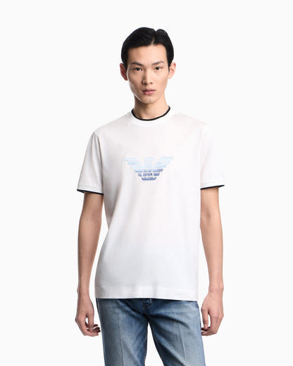 Slim-fit T-shirt in a Lyocell-blend jersey, featuring a gradient eagle embroidery