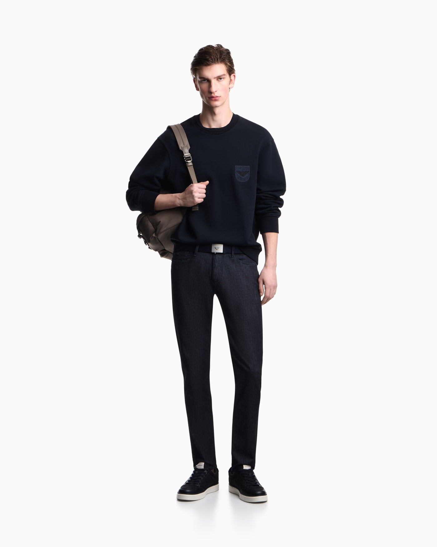 French terry jersey sweatshirt with shield embroidery