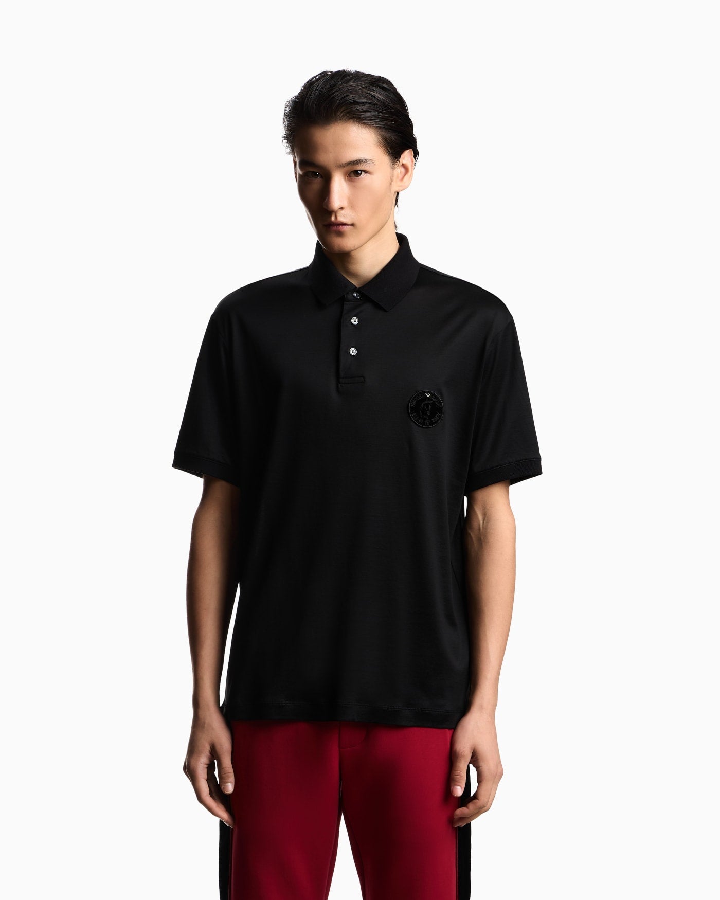 Lunar New Year Lyocell-blend jersey polo shirt with patch