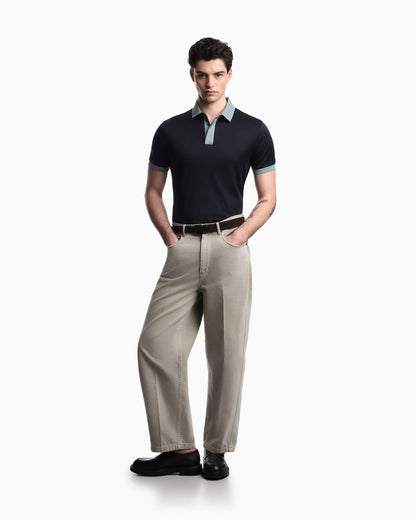 Lyocell-blend jersey polo shirt