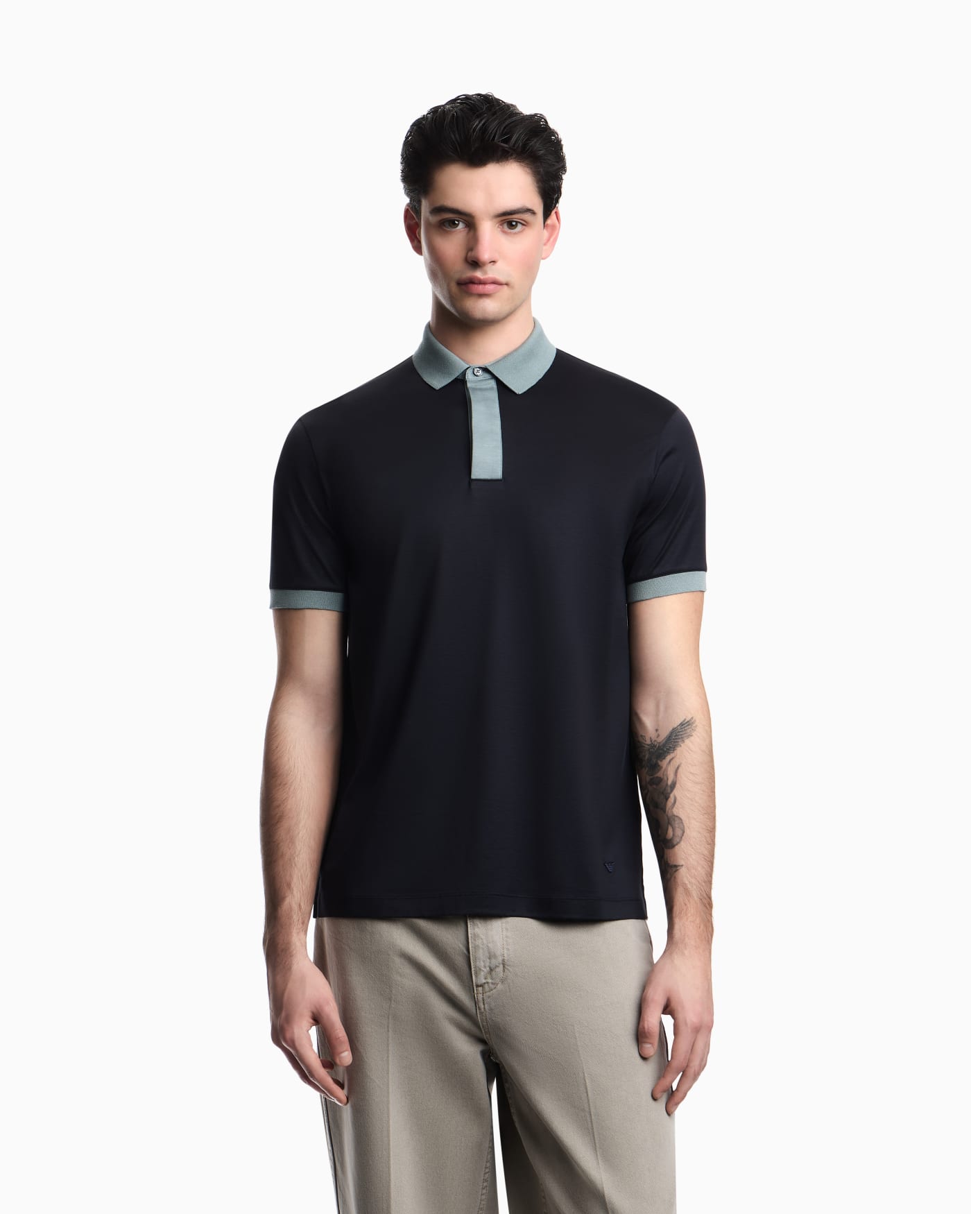 Lyocell-blend jersey polo shirt