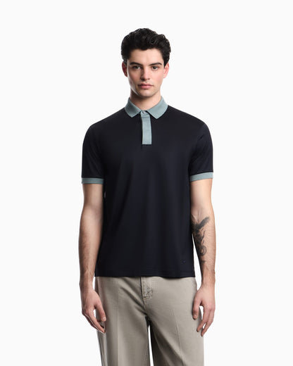 Lyocell-blend jersey polo shirt