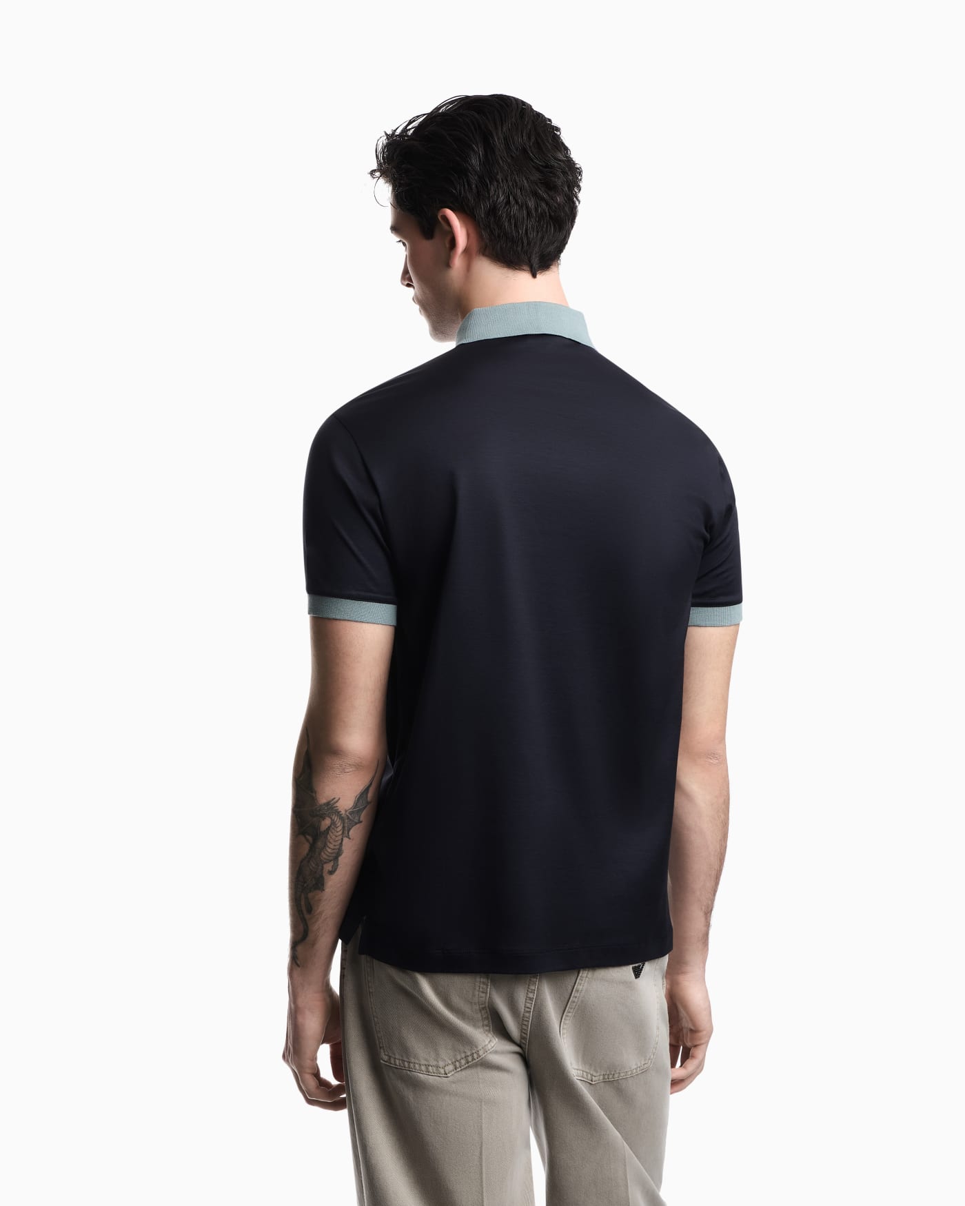Lyocell-blend jersey polo shirt