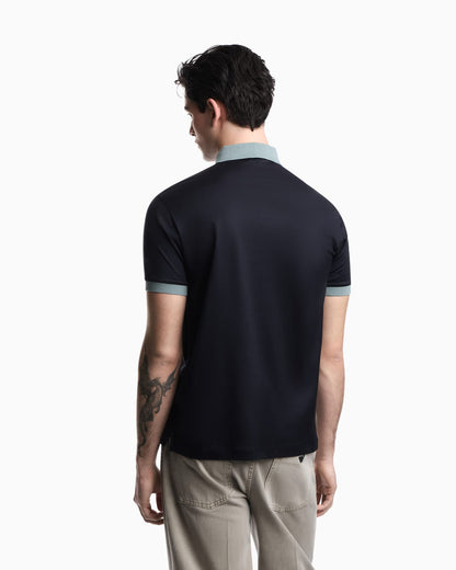Lyocell-blend jersey polo shirt