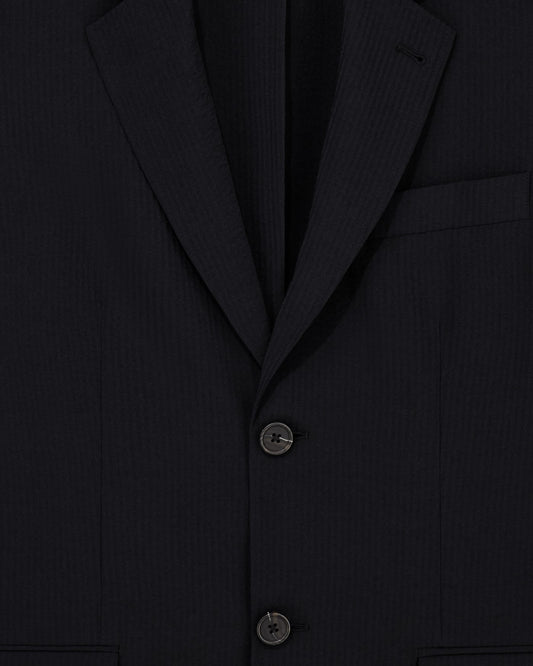 Single-breasted jacket in technical seersucker fabric