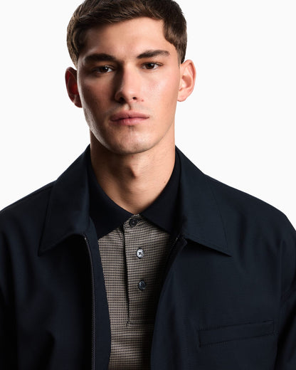 Lyocell-blend jersey polo shirt with all-over micro-pattern print
