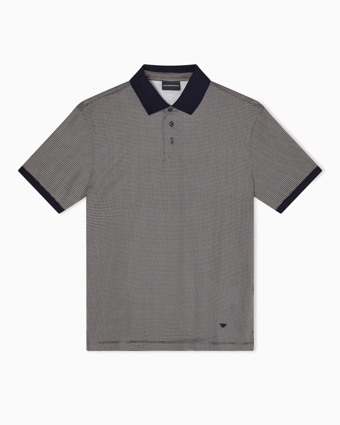 Lyocell-blend jersey polo shirt with all-over micro-pattern print