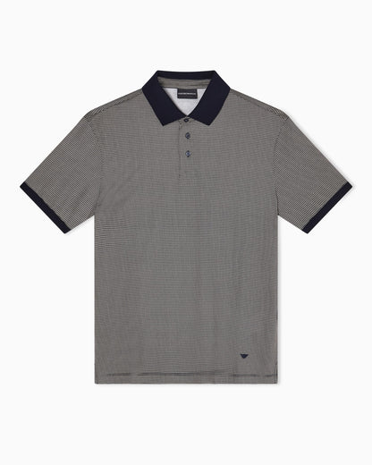 Lyocell-blend jersey polo shirt with all-over micro-pattern print