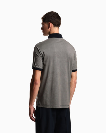 Lyocell-blend jersey polo shirt with all-over micro-pattern print