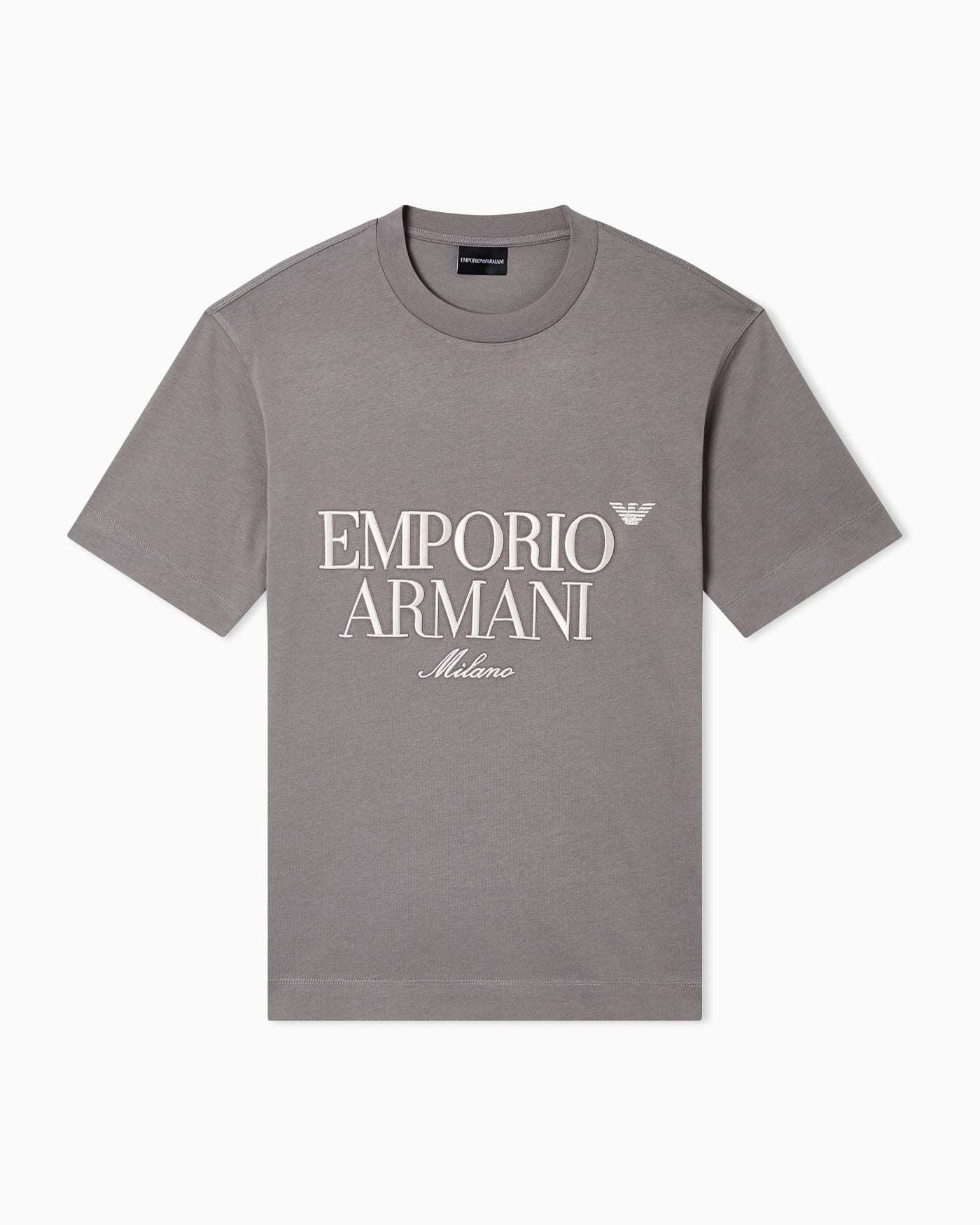 Heavy jersey T-shirt with embossed logo embroidery