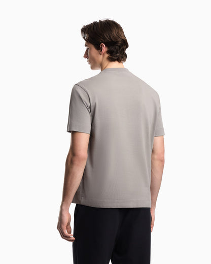 Heavy jersey T-shirt with embossed logo embroidery