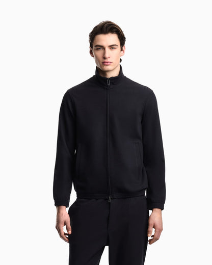 Full-zip sweatshirt in a Lyocell-blend jacquard interlock jersey