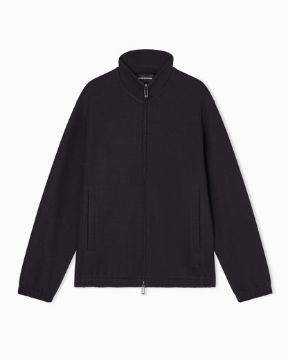 Full-zip sweatshirt in a Lyocell-blend jacquard interlock jersey