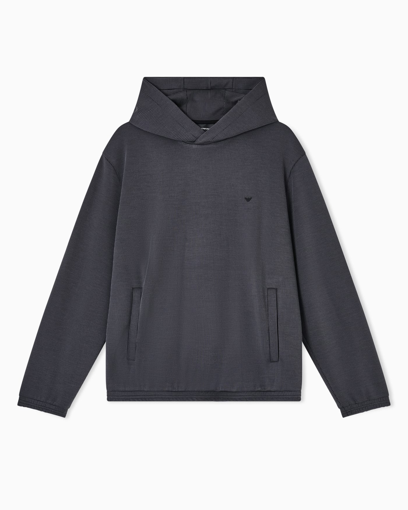 Hooded sweatshirt in plated-effect canneté