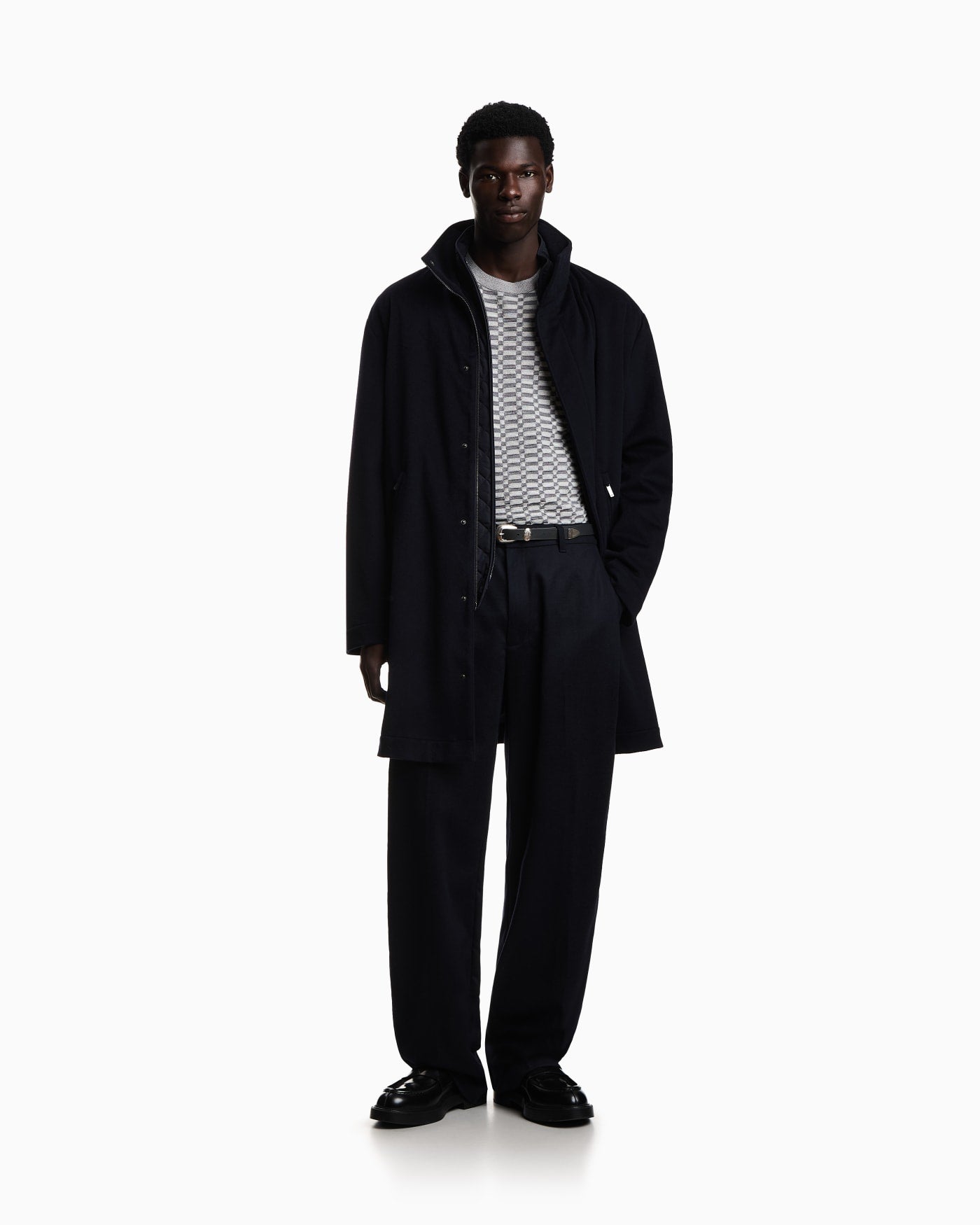 Op-art textured virgin wool jumper