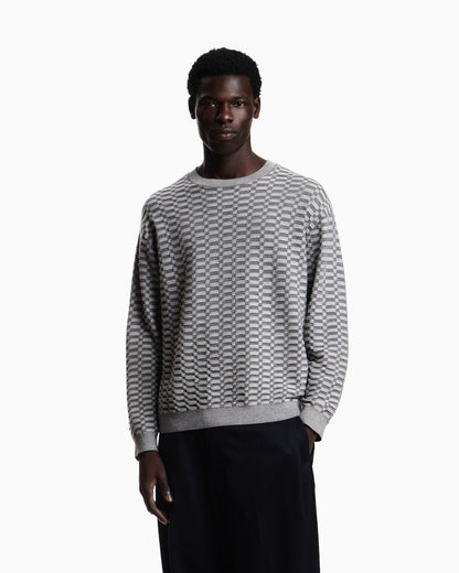 Op-art textured virgin wool jumper