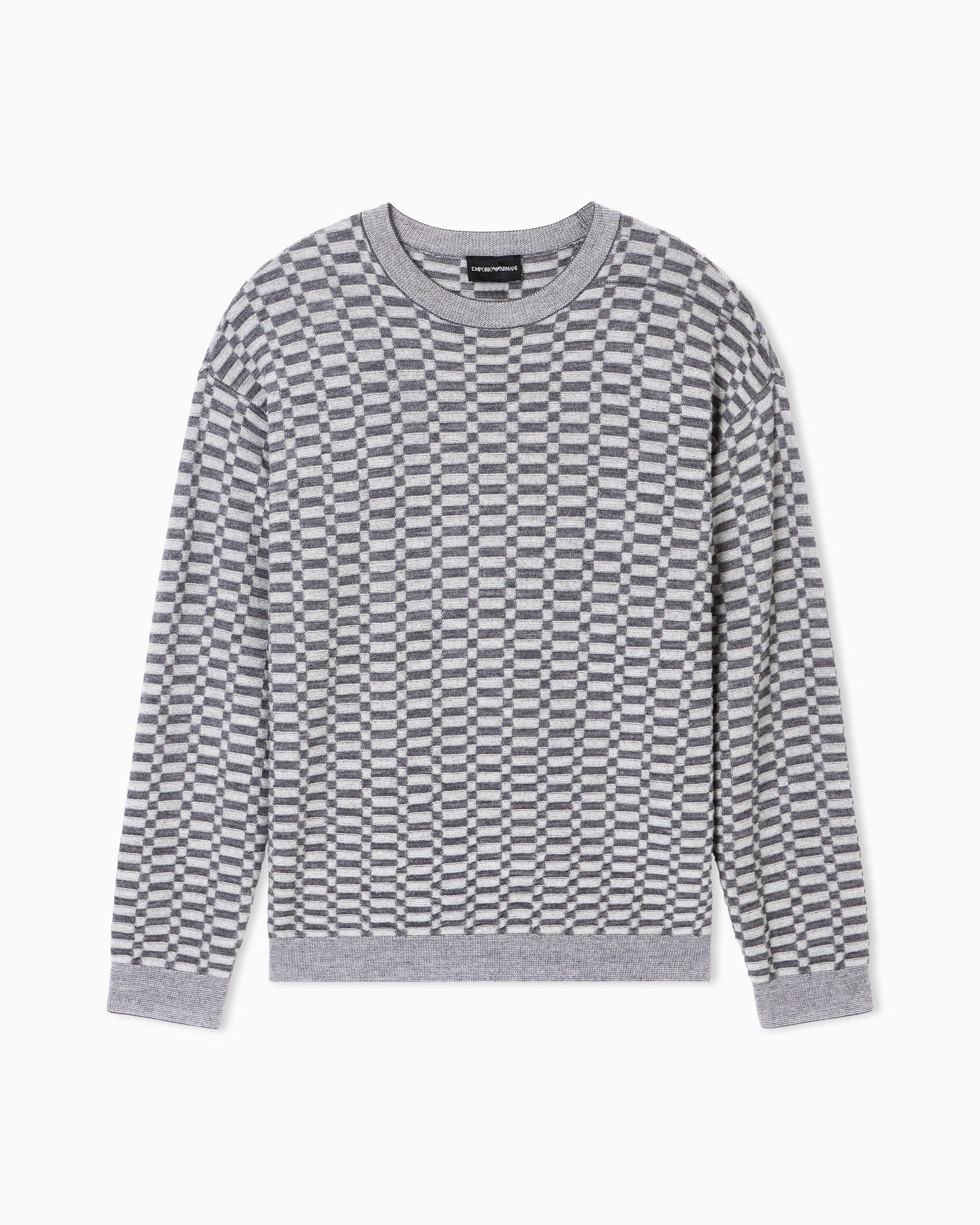 Op-art textured virgin wool jumper