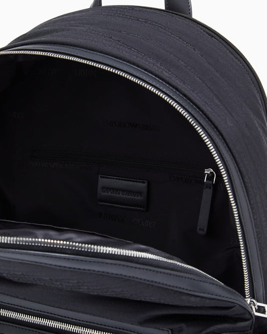 Nylon backpack with monogram lettering