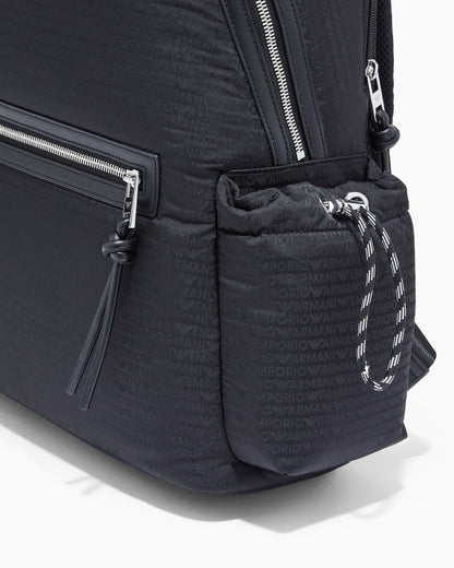 Nylon backpack with monogram lettering