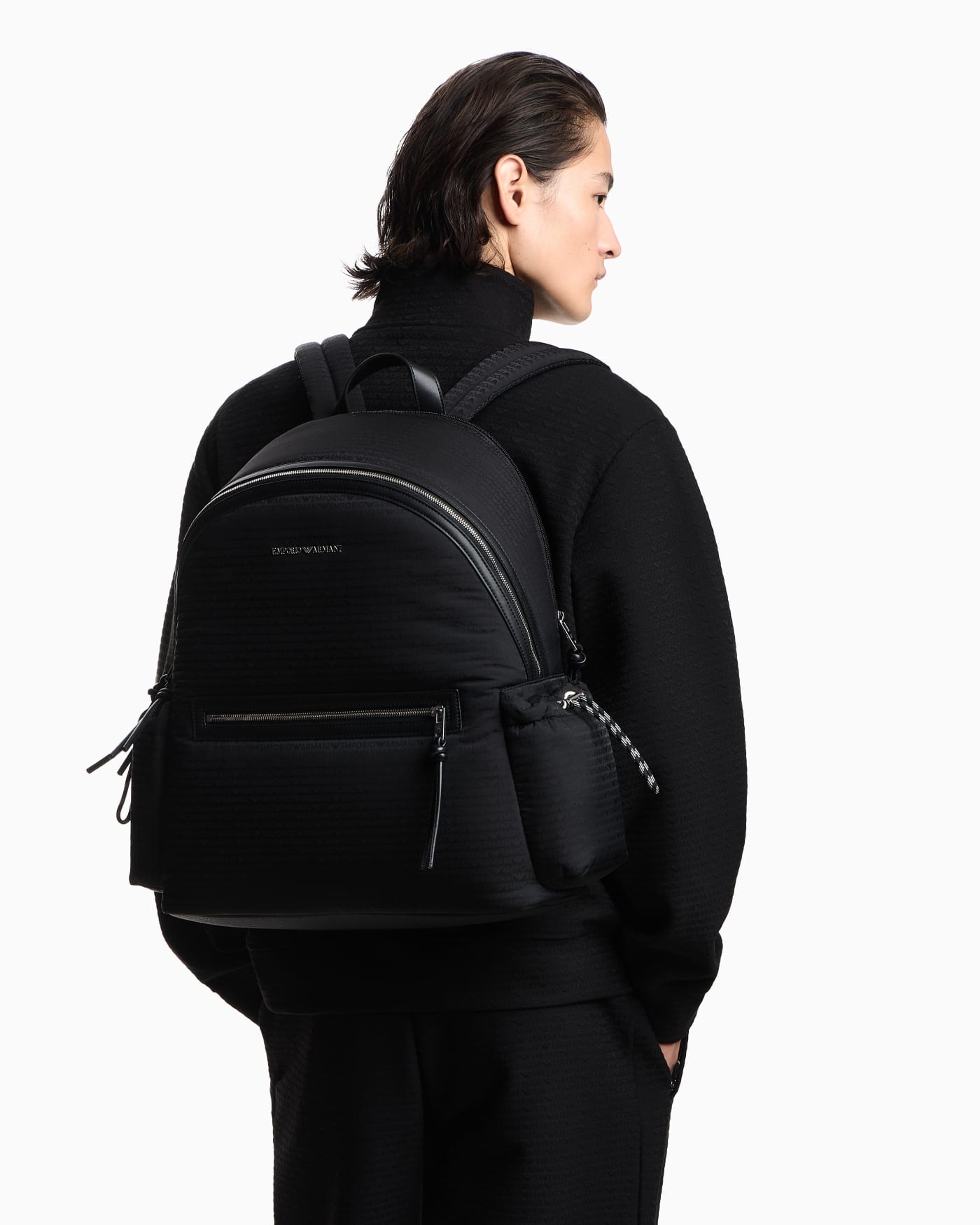 Nylon backpack with monogram lettering