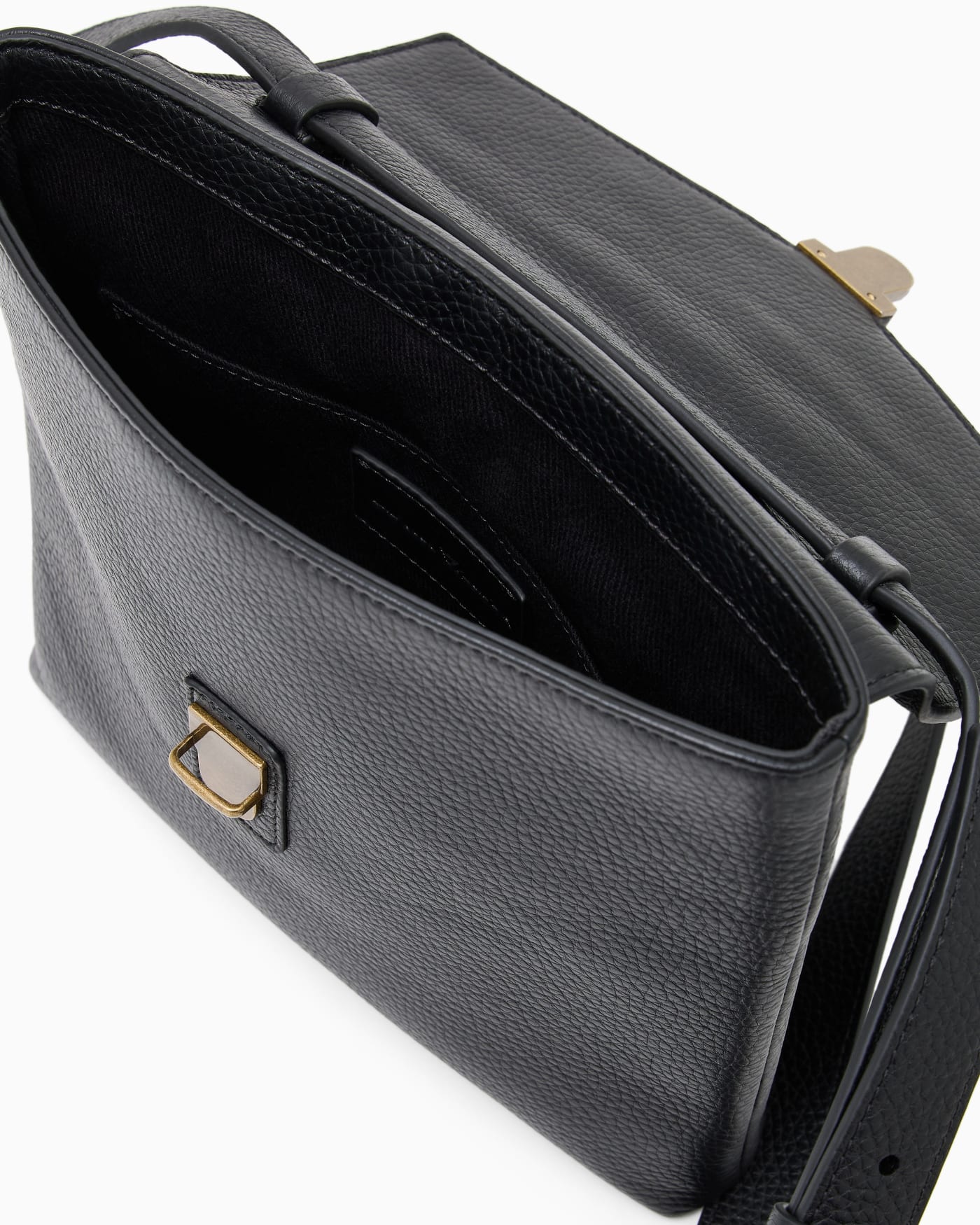 Icon pebbled leather flat shoulder bag