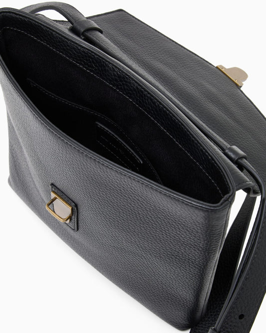Icon pebbled leather flat shoulder bag