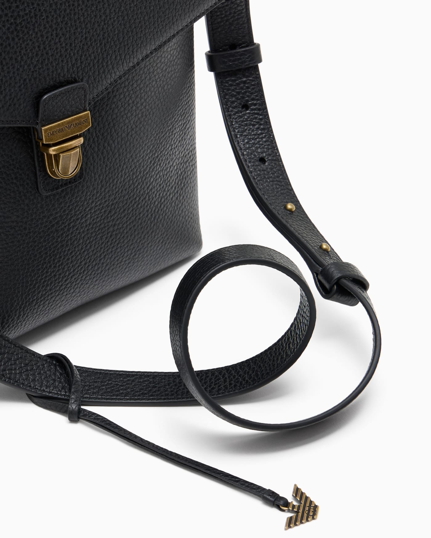 Icon pebbled leather flat shoulder bag