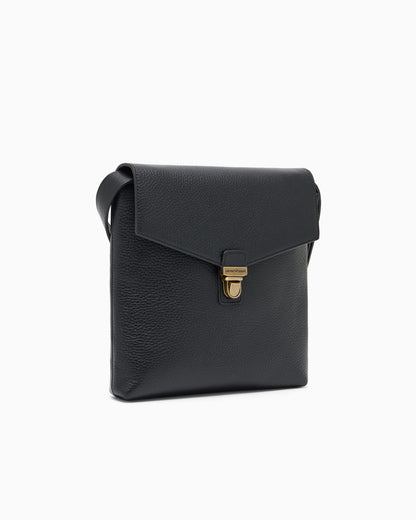 Icon pebbled leather flat shoulder bag