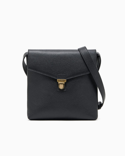 Icon pebbled leather flat shoulder bag
