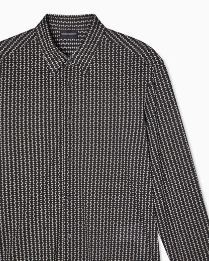 Lyocell-blend jersey shirt with all-over micro-pattern print
