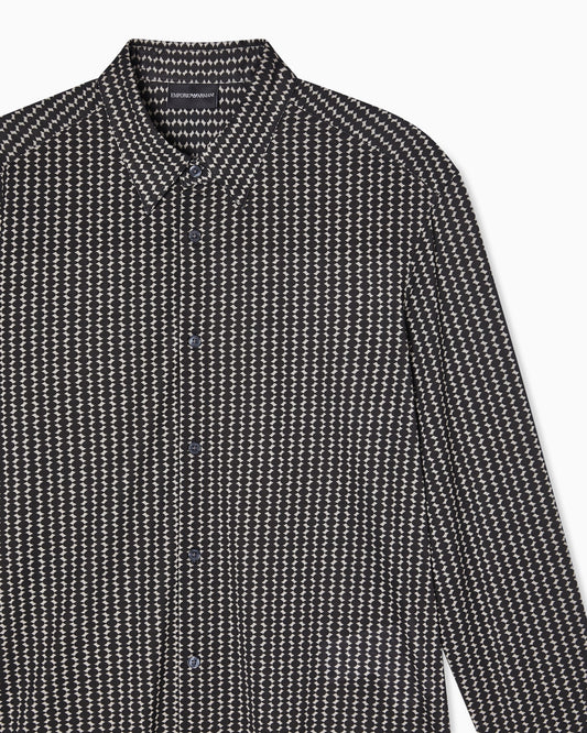Lyocell-blend jersey shirt with all-over micro-pattern print