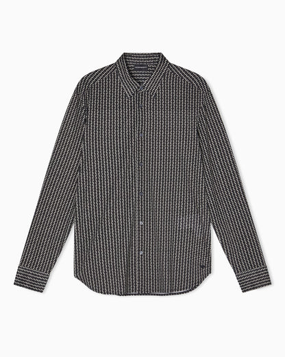 Lyocell-blend jersey shirt with all-over micro-pattern print