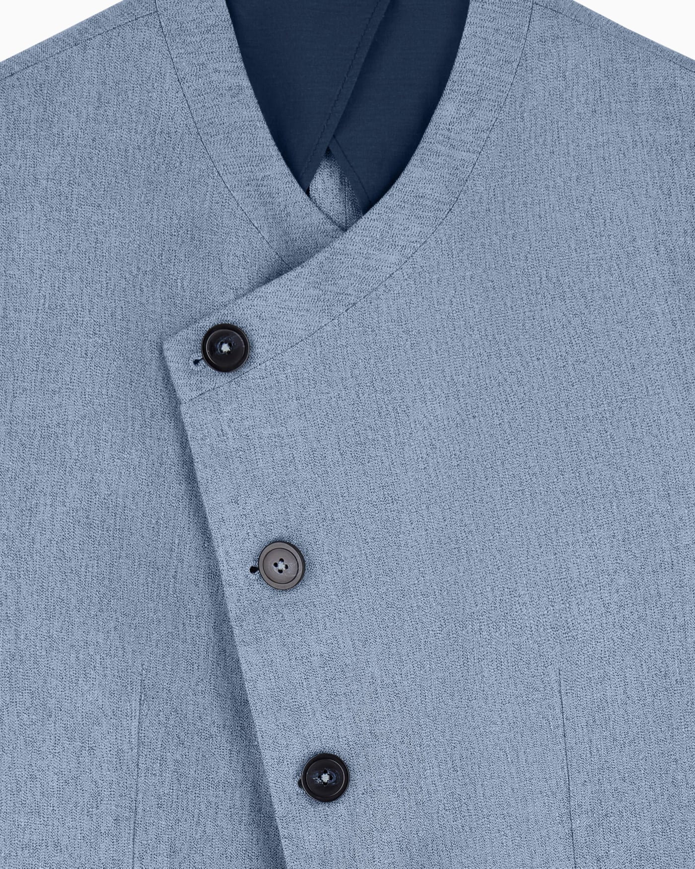 Icon jacket with diagonal fastening in textured mouliné linen satin
