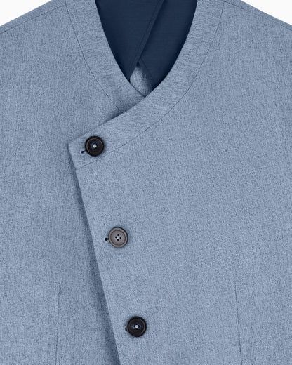 Icon jacket with diagonal fastening in textured mouliné linen satin