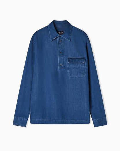 Icon denim polo-collar shirt