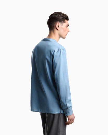 Icon lightweight denim shirt with Henley collar